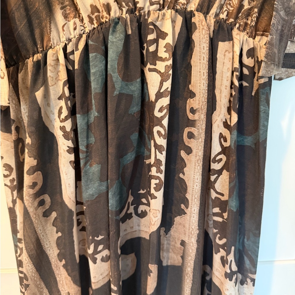 Blu Royal Brown Patterned V-Neck Maxi Dress - Women's - Picture 5 of 5